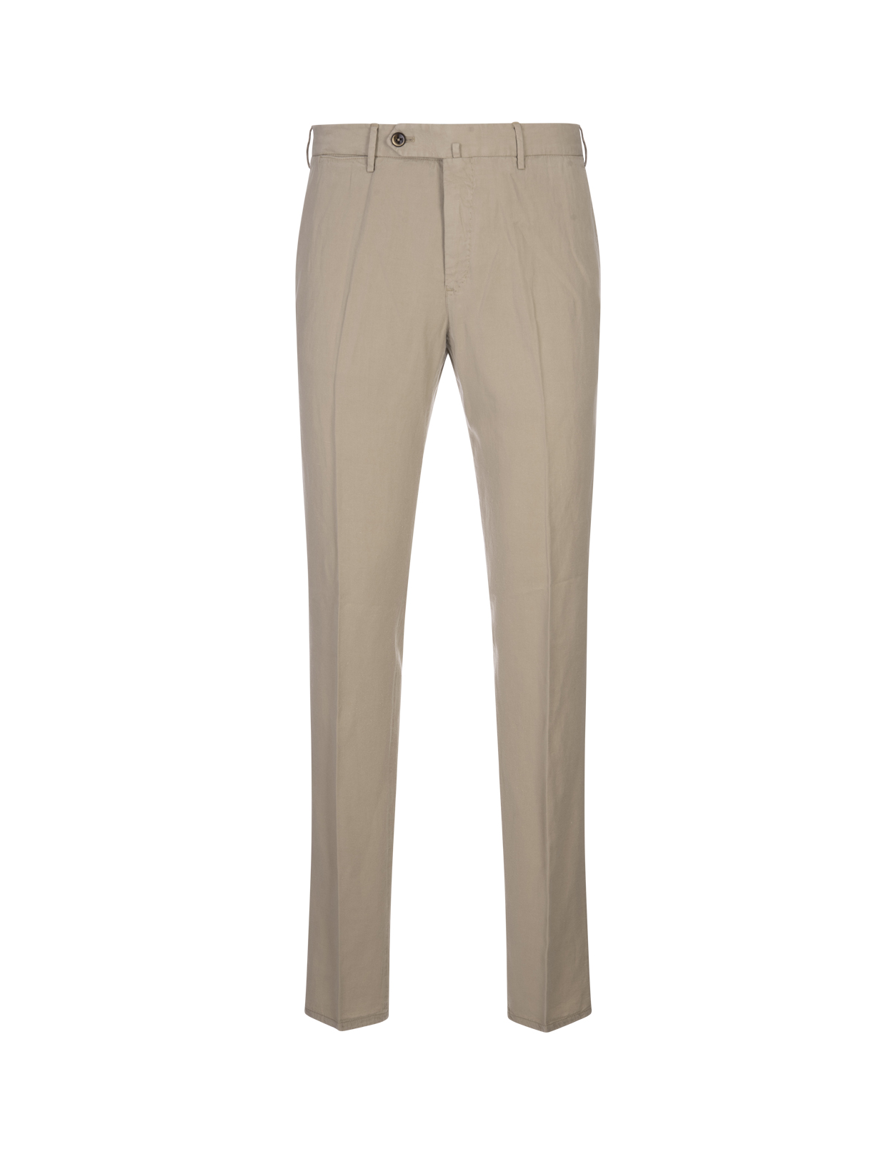 Beige Linen Blend Slim Fit Trousers - PT TORINO - Russocapri